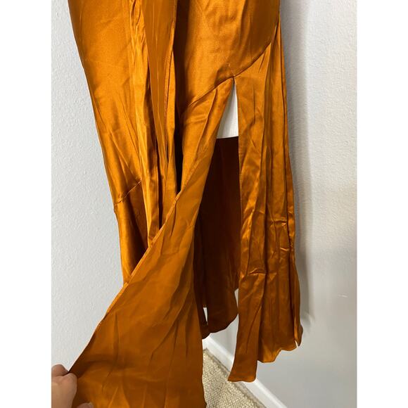 NICHOLAS NWT Sabine Satin Silk Midi Dress Bronze 8 US - Picture 7 of 11